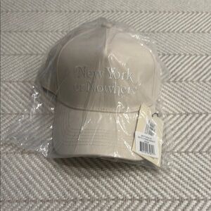Beige 'New York or Nowhere' Frame SnapBack Hat